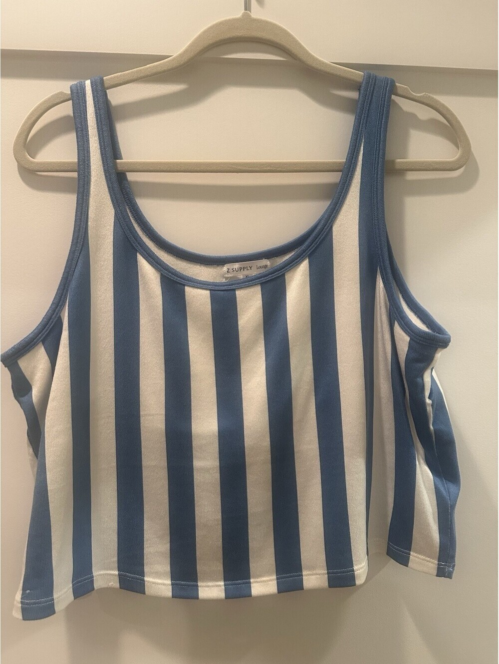 Z Supply Lounge Blue & White Striped Top with Built In Shelf Bra Size XL